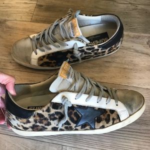 Golden Goose Leopard Calf Hair Sneakers